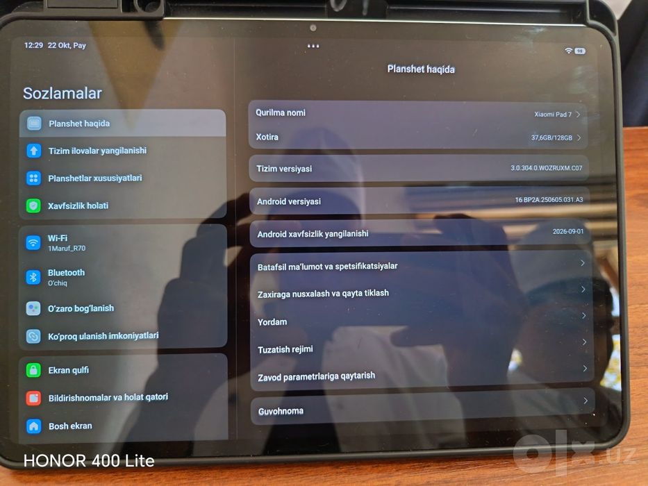 Xiaomi pad 7, yangi, 128gb lik, 96%yomkost, karobka dakument full
Karo