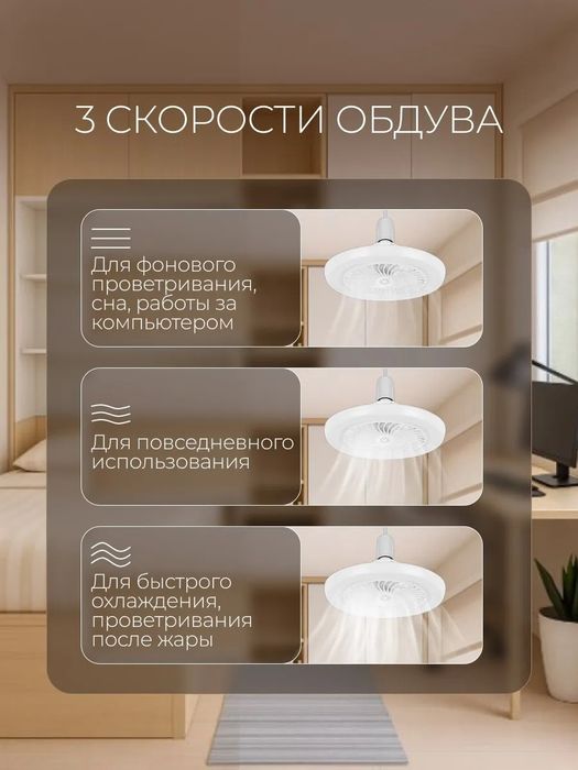 Люстра потолочная с вентилятором и пультом E27