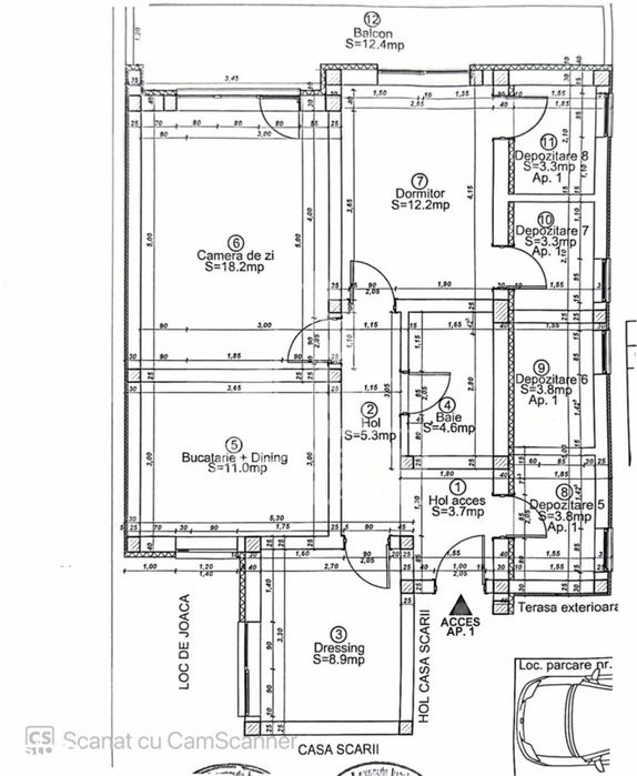 Apartament cu 3 camere, loc de parcare, la parter, in Giroc