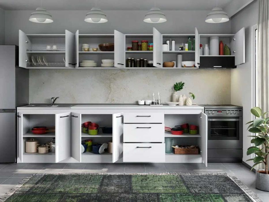 Set Mobila Bucatarie Mina Pure 340 Alb C159 - Transport Gratuit