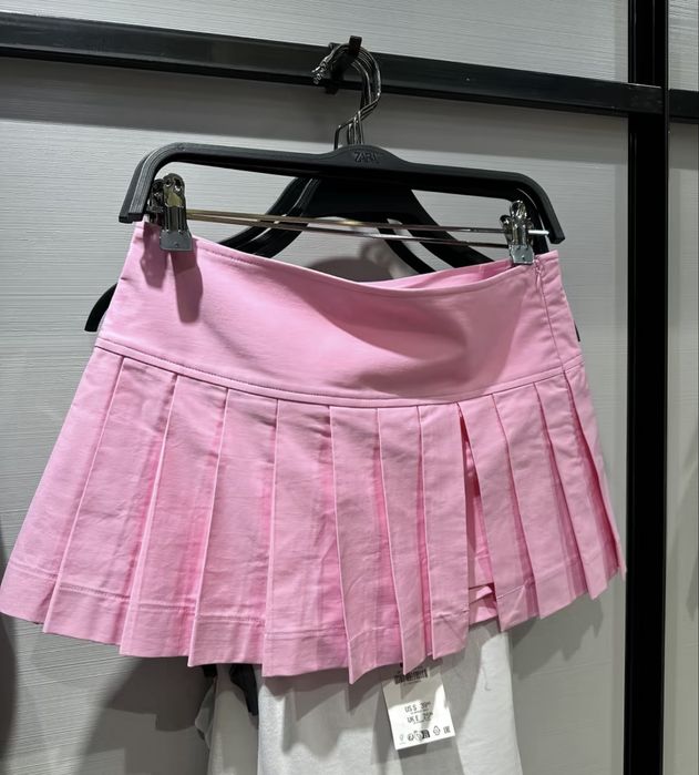 розова пола-панталон zara