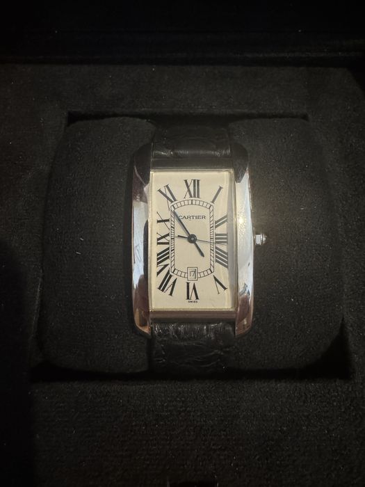 Cartier Tank American Aur alb full box