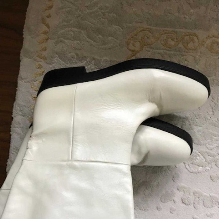 ZARA NEW Cizme înalte flats albă 100% piele pull on ridding