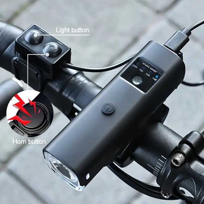 Многофункциональный фонарь для вело, с вынос. кнопкой и сигналом-новое