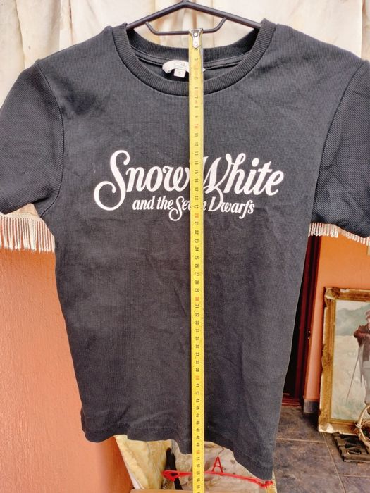 Tricou damă Disney Clockhouse C&A Alb Negru(Snow White– Mărime S