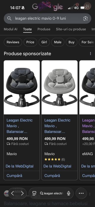 Leagan Electric Mavio cu