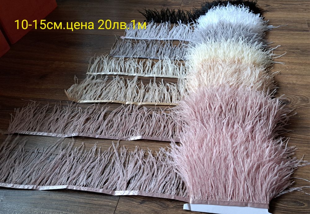 Щраусови пера на лента 10-15см.
