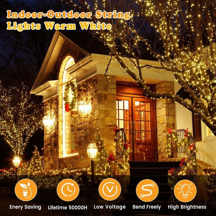 Elegear 50M LED Lumini de Crăciun pentru Exterior