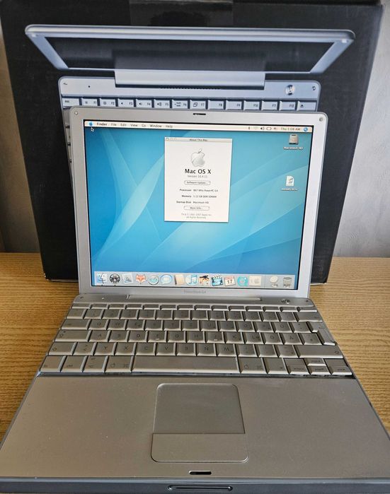Ретро Apple PowerBook G4 Ti DVi, Mac OS 9, Mac OS X Tiger и PowerBook G4 12" с оригинални опаковки