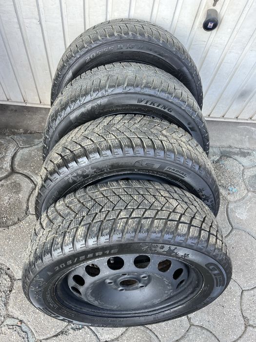 Jante otel 5x112mm, anvelope iarna 205/55 R16, VW, Audi, Seat, Skoda