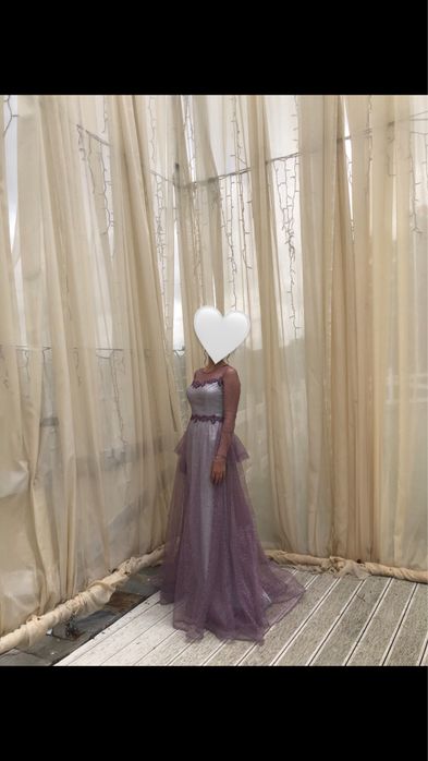 Официална лилава блестяща рокля