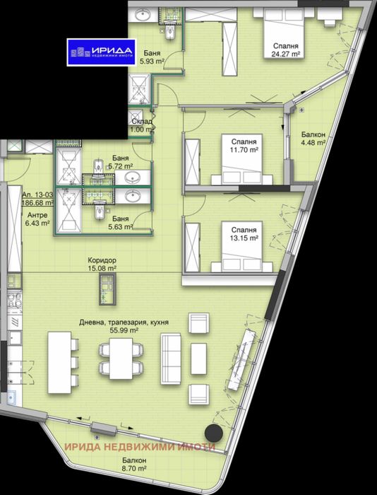 Продава се Многостаен апартамент в София, Кръстова вада - 228 кв.м за 3095 €/кв.м - Снимка #1