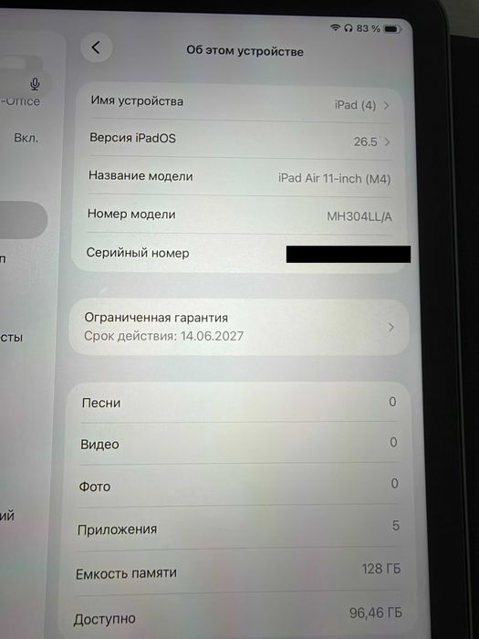 Продам Apple iPad Air 11 (M4) 128GB Wi-Fi Black | Как новый