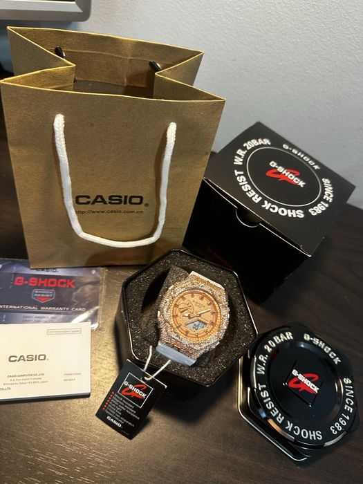 Ceas Casio G-Shock Iced Out AK Rose Gold Mod Nou