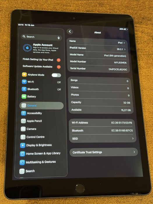 iPad Pro 12.9 inch 6th Gen M2 chip, WiFi+Cellular