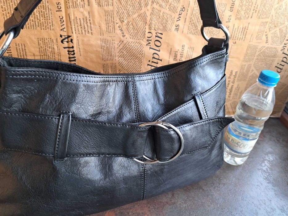 дамска чанта ALFANI,черна кожена-естествена кожа