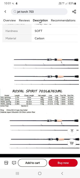 Триделна Кастингова въдица 2.28 м., 4-10