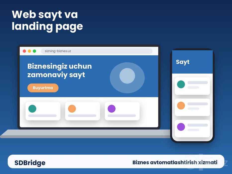 Web sayt, landing page va onlayn do'kon yaratamiz