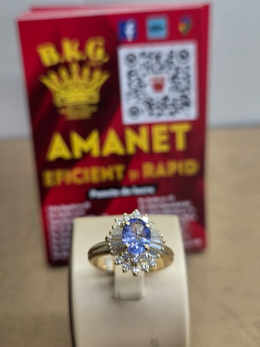 Inel din aur de 18k cu diamante și tanzanit Amanet BKG