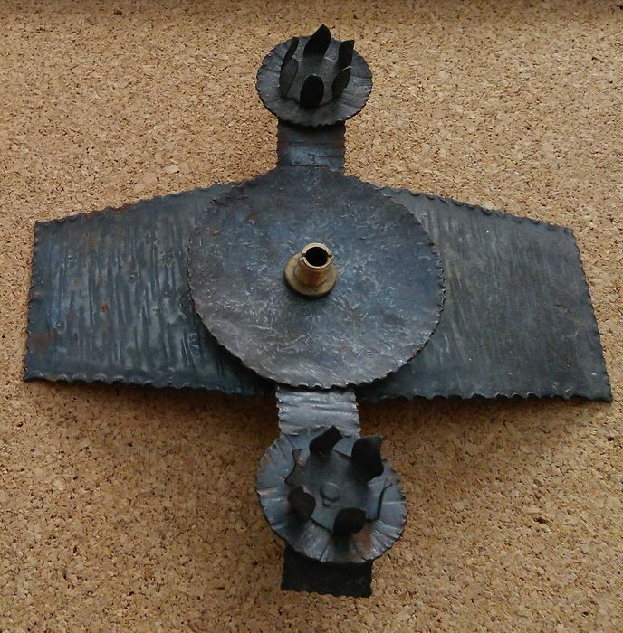 Свещник/нощна лампа от ковано желязо за две свещи