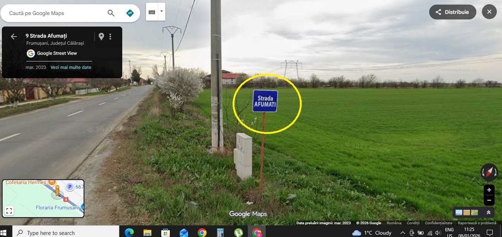 Frumusani Teren 300 mp-Strada populata