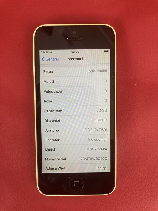 Iphon 5c 8gb baterie 94% display mort