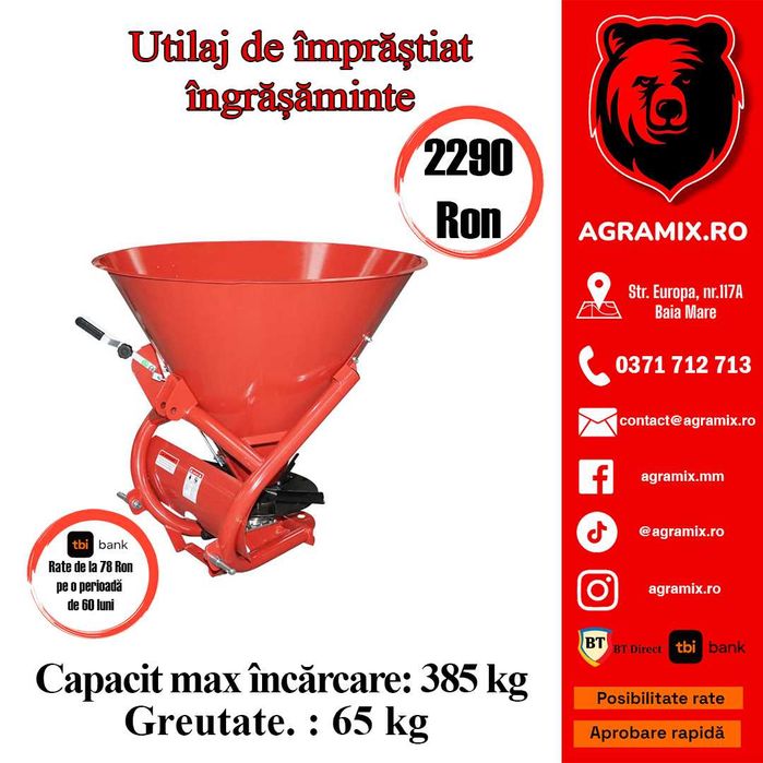 Utilaj de imprastiat ingrasaminte pentru tractor nou Agramix