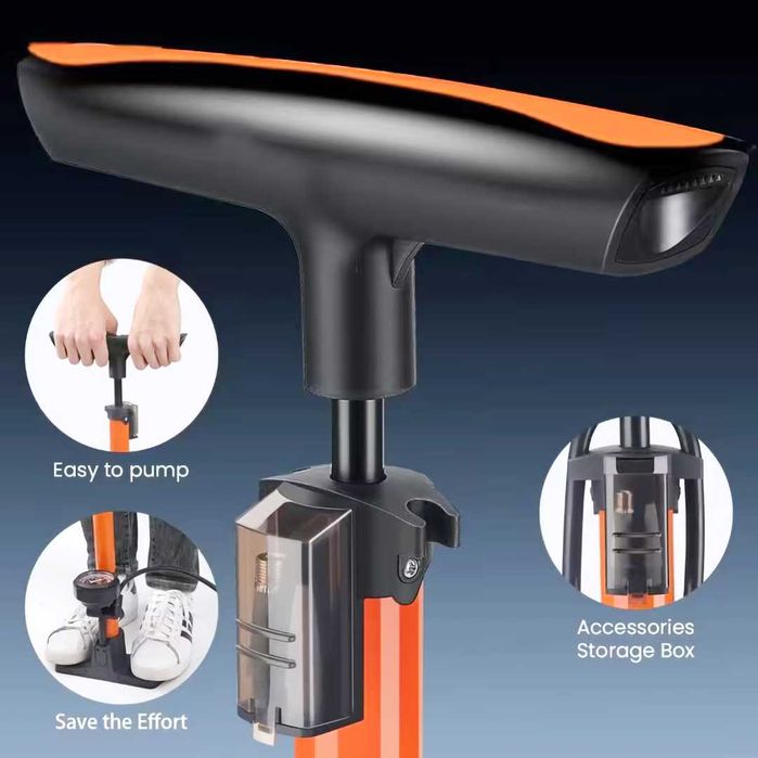 Ръчна помпа с манометър MARTAR, Стоманена, Сгъваема, 11 Bar / 160 PSI