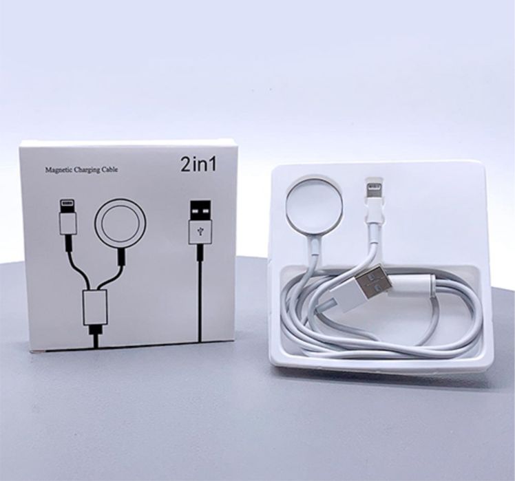 Cablu Incarcator Dublu Telefon Iphone si Ceas Apple Watch