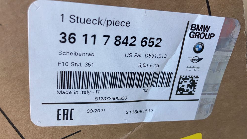 Jante janta 19” M BMW seria 5 F10 F11 M-Paket Styl 351 R19 style 351