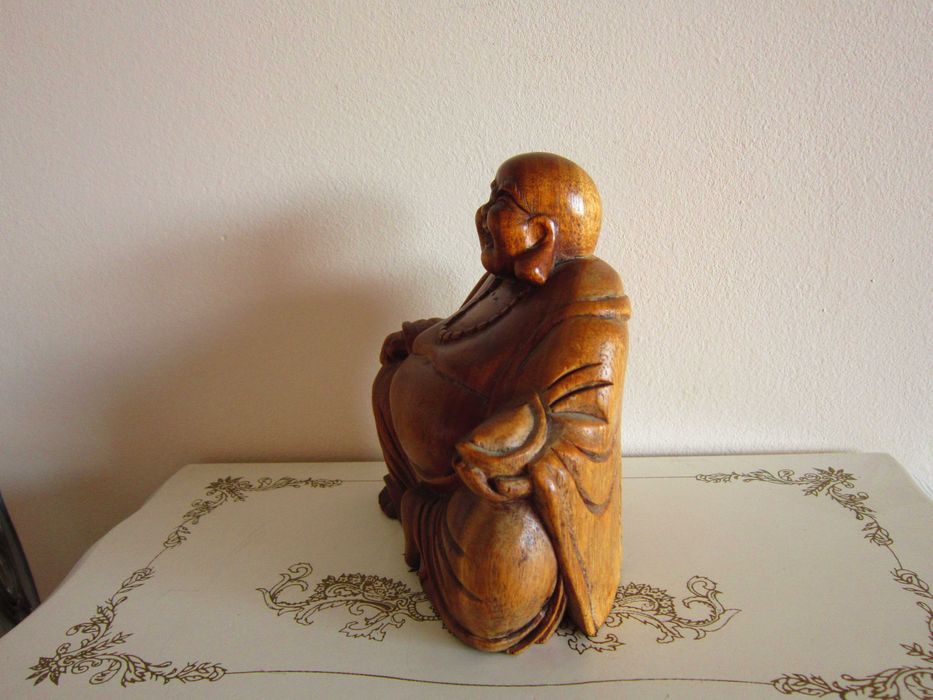 cadou rar Happy Buddha fericire feng shui lemnSuar Asia 1960