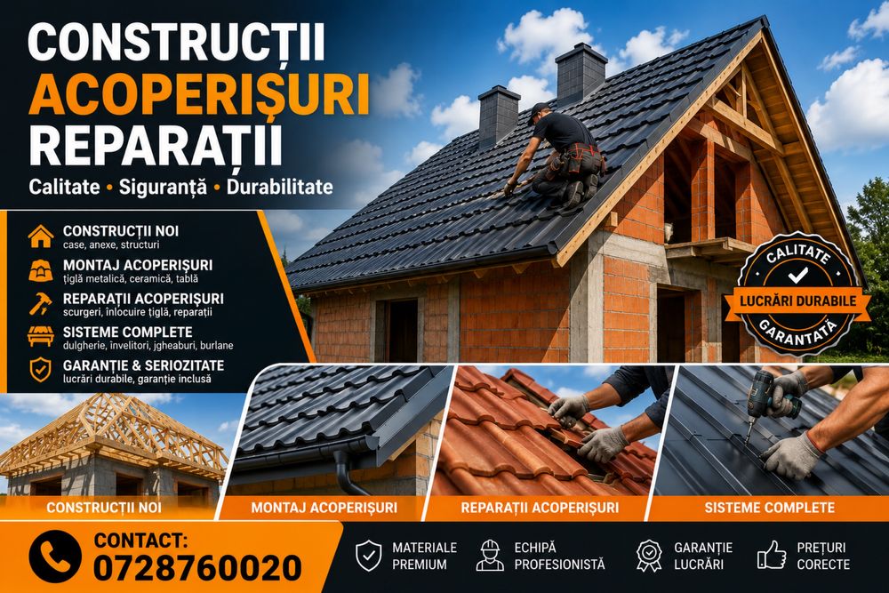 Acoperisuri , Mansardari , Izolati , Vopsire reparatii , Terase
