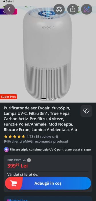 Purificator de aer Evoair, Yuvospin