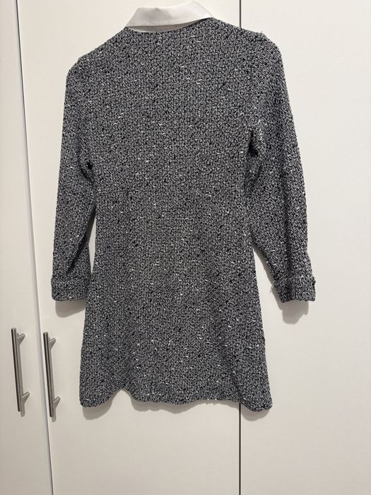 Rochie office pentru birou din tweed tip camasa Zara marimea S