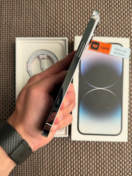 100% БАТЕРИЯ! iPhone 14 Pro MAX Лизинг от 20€/мес / Silver 128Gb - бял/ сив