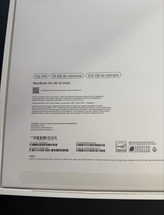 MacBook Air 13" M4 16GB RAM, 512GB Silver