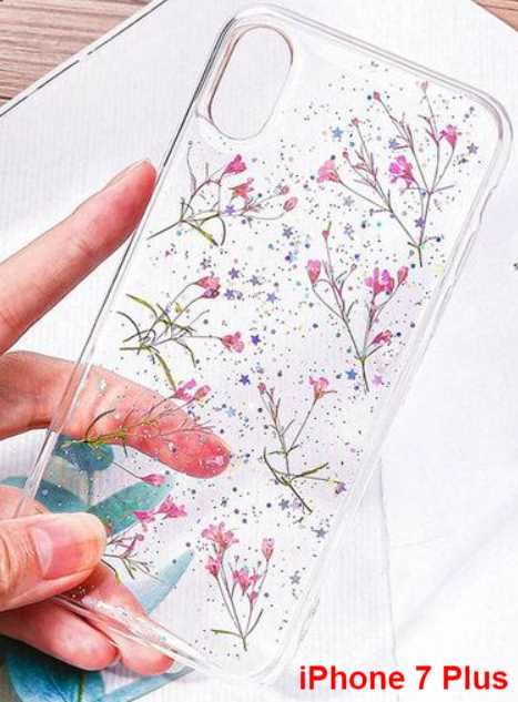 Силиконов кейс с истински цветя за iPhone