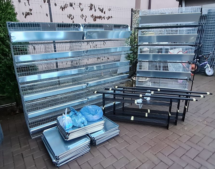 Rastel + 5 cuști pentru prepelițe complet echipat