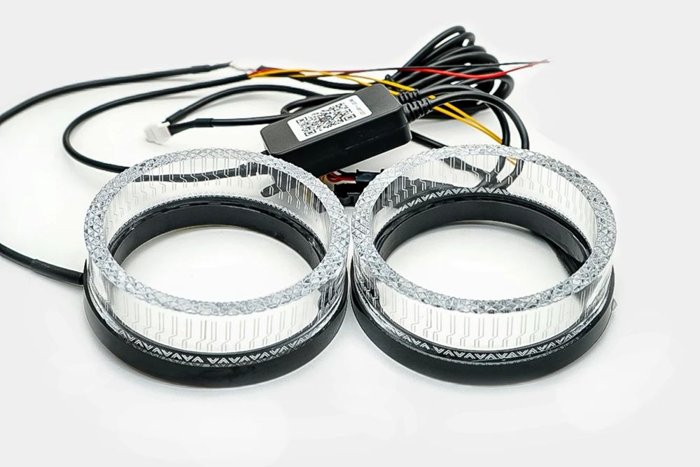 Set Inele Angel Eyes Cristal RGB Dynamic - Control Aplicatie 3 inch / 2.5 inch