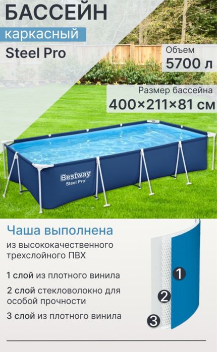 Продам НОВЫЙ бассейн каркасный Bestway