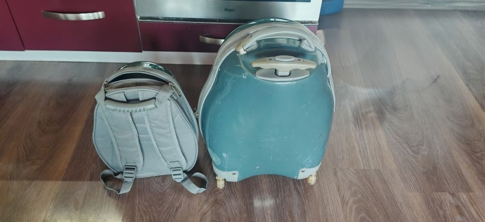 Детски куфар и раница твърди комплект