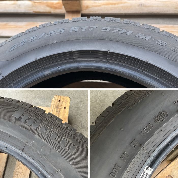 4бр. Зимни Гуми С Борд 225/55R/17 -PIRELLI- DOT:0317- 6.0мм+5.0мм
