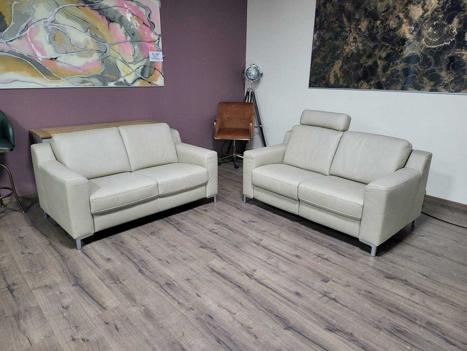 Кремав кожен комплект дивани две двойки HUKLA KS473120