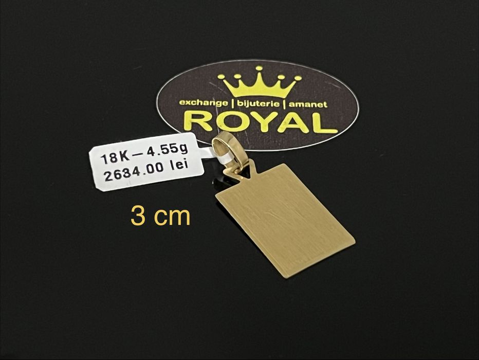 Bijuteria Royal CB : Plăcuță initiala V aur 18K 750   4,55 grame