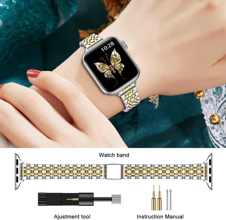 Curea metalica Apple Watch 38 40 41 42 mm silver gold