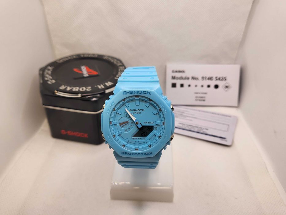 Ceas Sport Casio g shock ga 2100-9a9er Neon blue , Nou,Garantie 2 ani