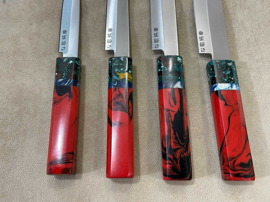 Set 4 Cuțite Japoneze Sujihiki Oțel D2 Mâner Rășină