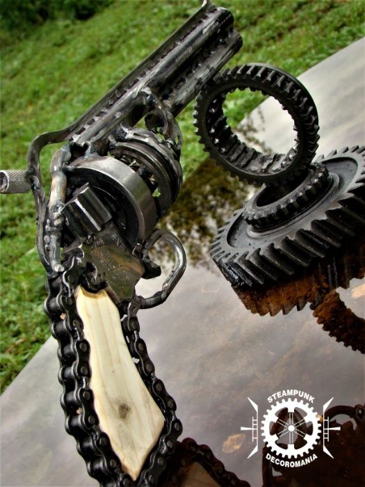 Sculptura fier KINETICA-REVOLVER MAGNUM PISTOL-decor industrial