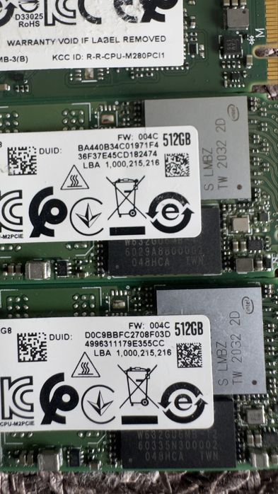 SSD Intel 1TB 512GB NVMe m2.2280