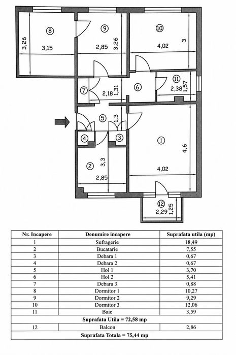 Proprietar vând apartament decomandat cu 4 camere.